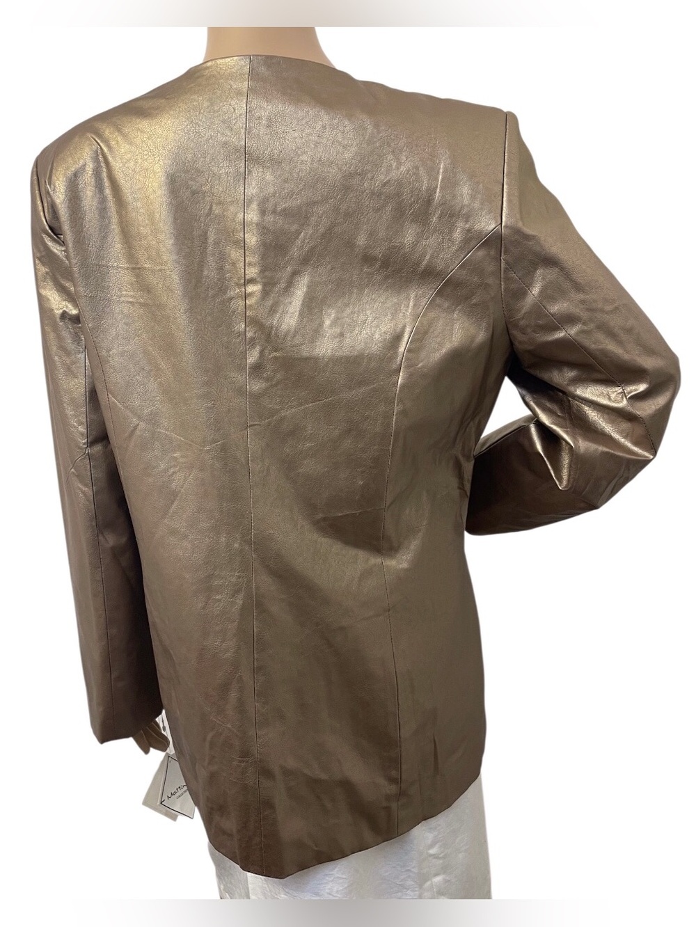 Mattina J. Metallic Gold Embroidered Button-Up Women's Jacket, 14. - Picture 3 of 12